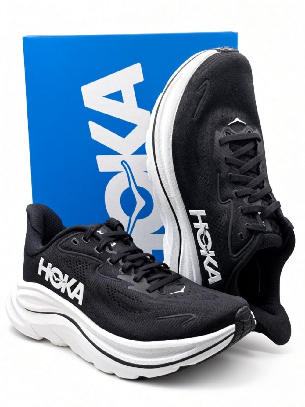 HOKA One One CLIFTON 10 Black/White Women's Running Shoes Medium